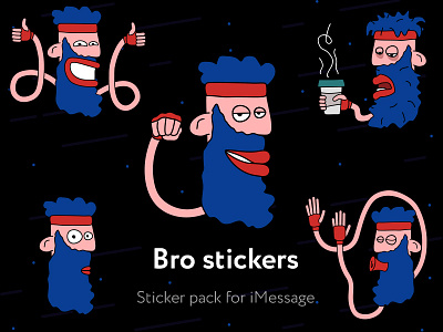 Bro stickers. Stickers for iMessage background beard black blue bro cool fun imessage lips man stickers