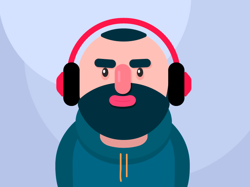 man in headphones 2d animation character headphones man motion