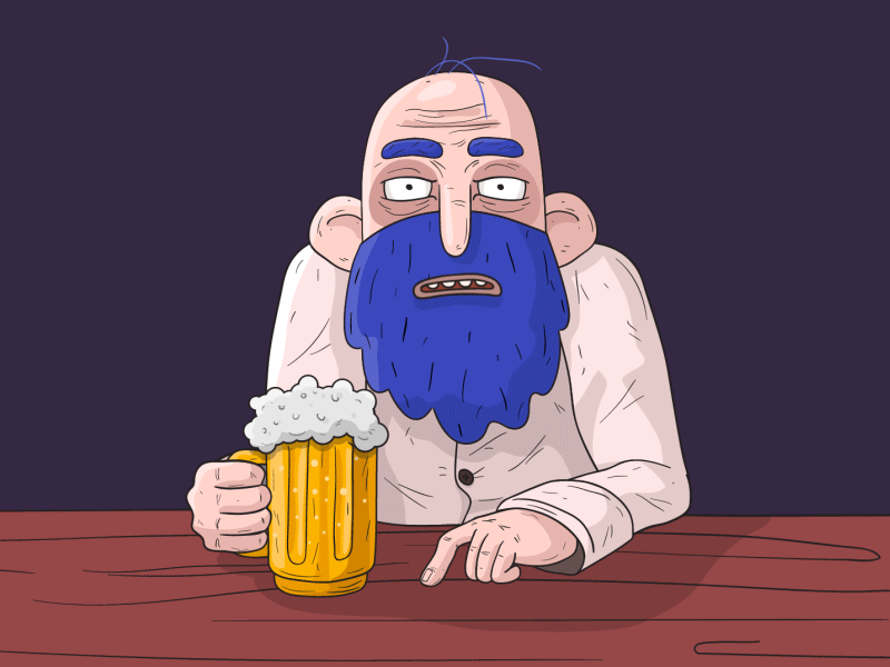 beer & problems animation beard beer blue character design funny man problems pub relax
