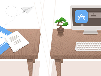 Desks Illustration airplane computer design desks paper process