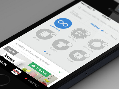 Explore Concept for iOS categories concept explore flat icons ios ios7 mobile retina shopsavvy wip