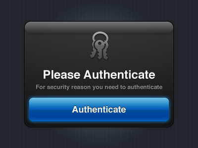 Authenticate iPhone Modal authenticate blue iphone key modal