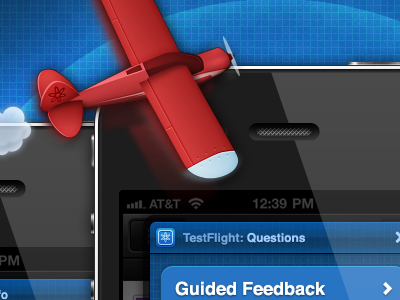 TestFlight Feedback UI blue feedback plane questions testflight
