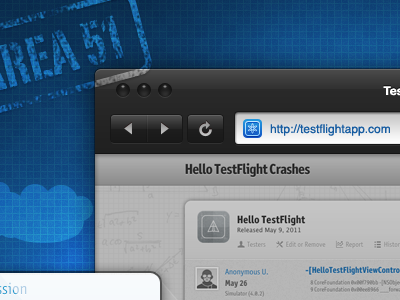 TestFlight Crash Logs banner blue browser crash plane testflight