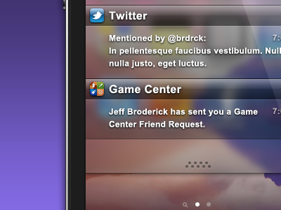 iOS 5 Notifications Pulldown ios ios5 iphone iphone4 notifications pulldown purple