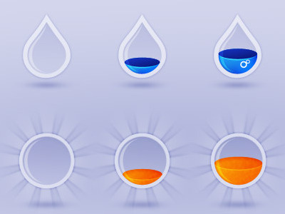 Water and Sun progress icons [old work] drop icons old progress sun water