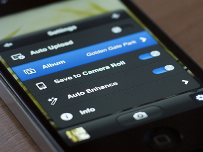 Settings Callout iOS UI album callout camera dark interface ios popout settings ui