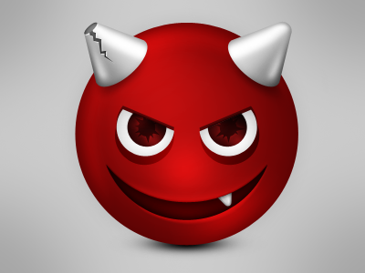 Evil! Emoticon Full emoticon evil grey icon red