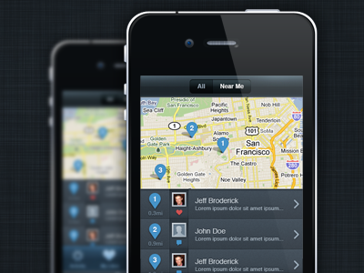 Secret Map blue distance interface iphone like map secret ui