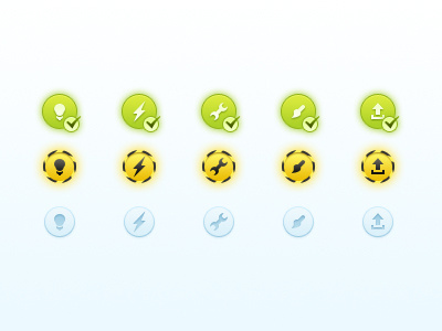 Status Icons blue buttons check construction glyphs icons status web