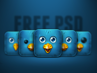 Birdie iPhone 4 Icon Psd bird birdie blue cute download free icon iphone4 psd