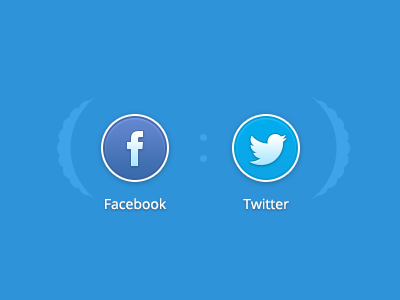 Social Connect blue button connect facebook twitter