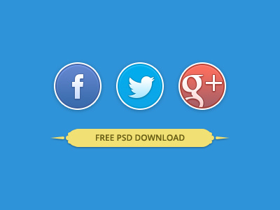 Rounded Social Buttons PSD Download