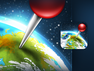 Pushpin iPhone 4 Icon blue globe green icon iphone iphone4 pushpin red space world
