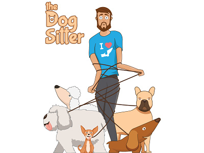the dog sitter 2d character design dog drawing funy illustration sitter sketch