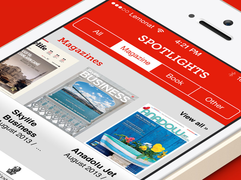 Skylibrary iphone ui red magazine app book app library app ios7
