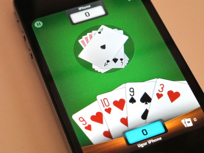 Card Game Interface (Pisti) iphone ipad app game interface card wood green