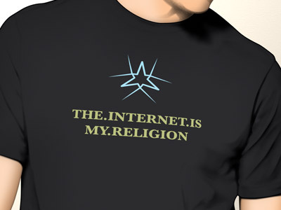 The.internet.is.my.religion black blue cyan religion t shirt. internet