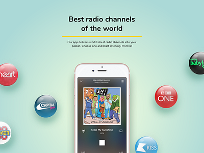 Radio app presentations. ios iphone mobile app radio