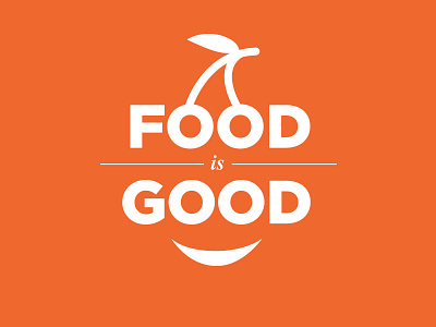 Food-is-Good cherry food logo motto orange smile typography