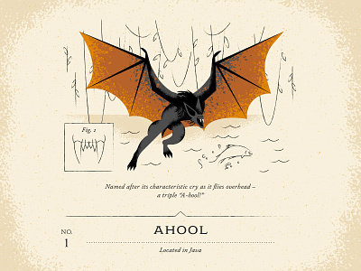Ahool animal bat bats bite brush cryptid draw drawn fang fish fly flying hand leaf teeth texture vine water wave wing
