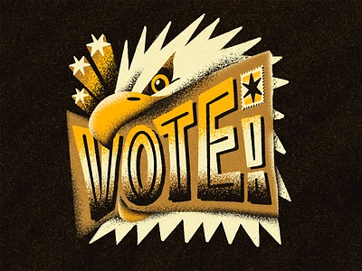 VOTE! 2020 biden bird delivery democracy democrat eagle election fly grain harris illustration mail procreate stamp star texture type typography vote