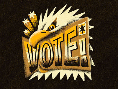 VOTE! 2020 biden bird delivery democracy democrat eagle election fly grain harris illustration mail procreate stamp star texture type typography vote