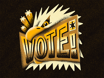 VOTE! 2020 biden bird delivery democracy democrat eagle election fly grain harris illustration mail procreate stamp star texture type typography vote