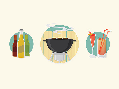 Summertime beer bottle cocktail cook drank drink fence grill icon smoke summer