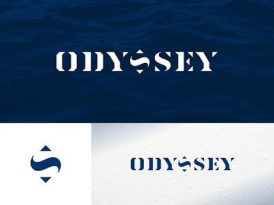 Odyssey boat branding compass identity logo mark nautical water wave