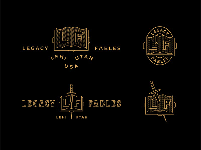 Legacy Fables adventure badge book branding cut fantasy game identity knife logo play stab texture type utah