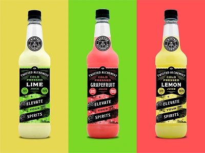 Elevate Your Spirits alcohol beverage bottle branding cold drink eye fruit garnish grapefruit identity illustration juice lemon lime mixer packaging texture twist