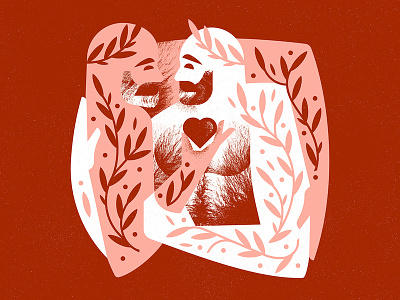 Valentine beard character gay hair hairy happy holiday hug illustration love mustache plant pride texture valentine vector vine