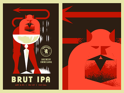 Brut IPA beer brewery champagne character demon devil drink drinks glass magic mustache poster retro texture vector
