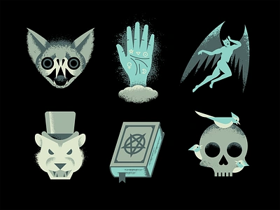 Occult Icons autumn bat bird birds book cloud devil fall halloween lion monster occult october palm psychic reading satan skull spooky vampire