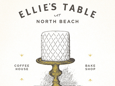 Ellie's Table bake bakery branding cafe cake coffee food gold illustration