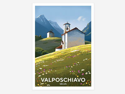 Valposchiavo - Selva alps graphic illustration landscape mountain poschiavo poster switzerland