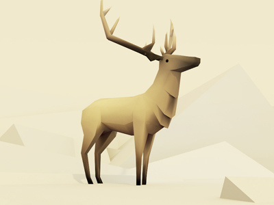 Deer 3d animal deer geometric minimal