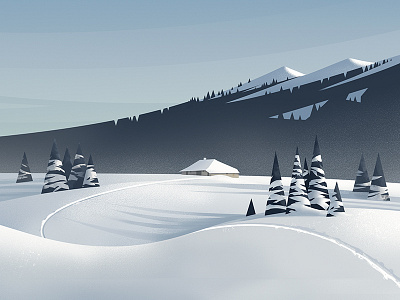 Mont Tendre graphic illustration jura landscape snow