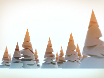 Pine trees at sunset 3d blender 3d graphic illustration lowpoly stylised sunset trees
