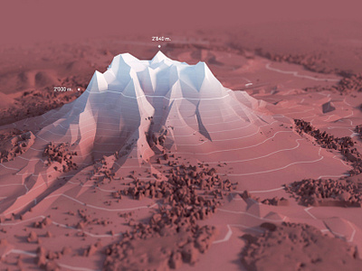 3D Mountain 3d contour line forest landscape lowpoly map mountain