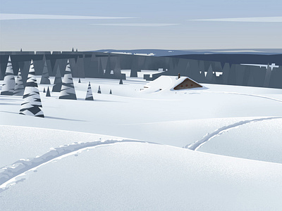 Jura curves illustration jura landscape mountain pine tree snow stylised vector winter