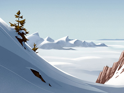 Rochers de Naye alps drawing illustration landscape mountain snow switzerland winter