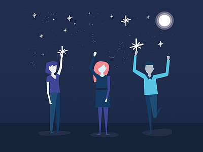 Lantum – See it through company values digital illustration illustration lantum moon night people stars