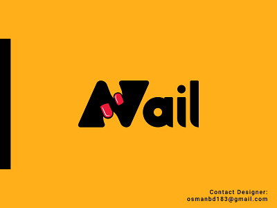 Nail logo/ Minimal Nail Logo/ Typography Logo