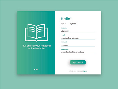 Sign up page UI design onboarding sign up ui web