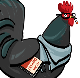 Artistic Chanticleer cartoon illustration rooster