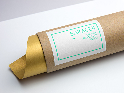 Saracen business card creative design identity minimal modern neon stationary typography website