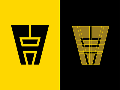 H+I concept brand branding design letter logo logotype minimal shield. type yellow