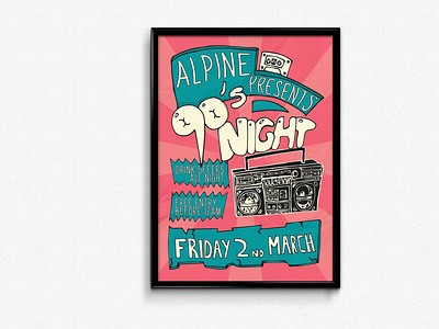 ALPINE BAR 90s Night Poster Design